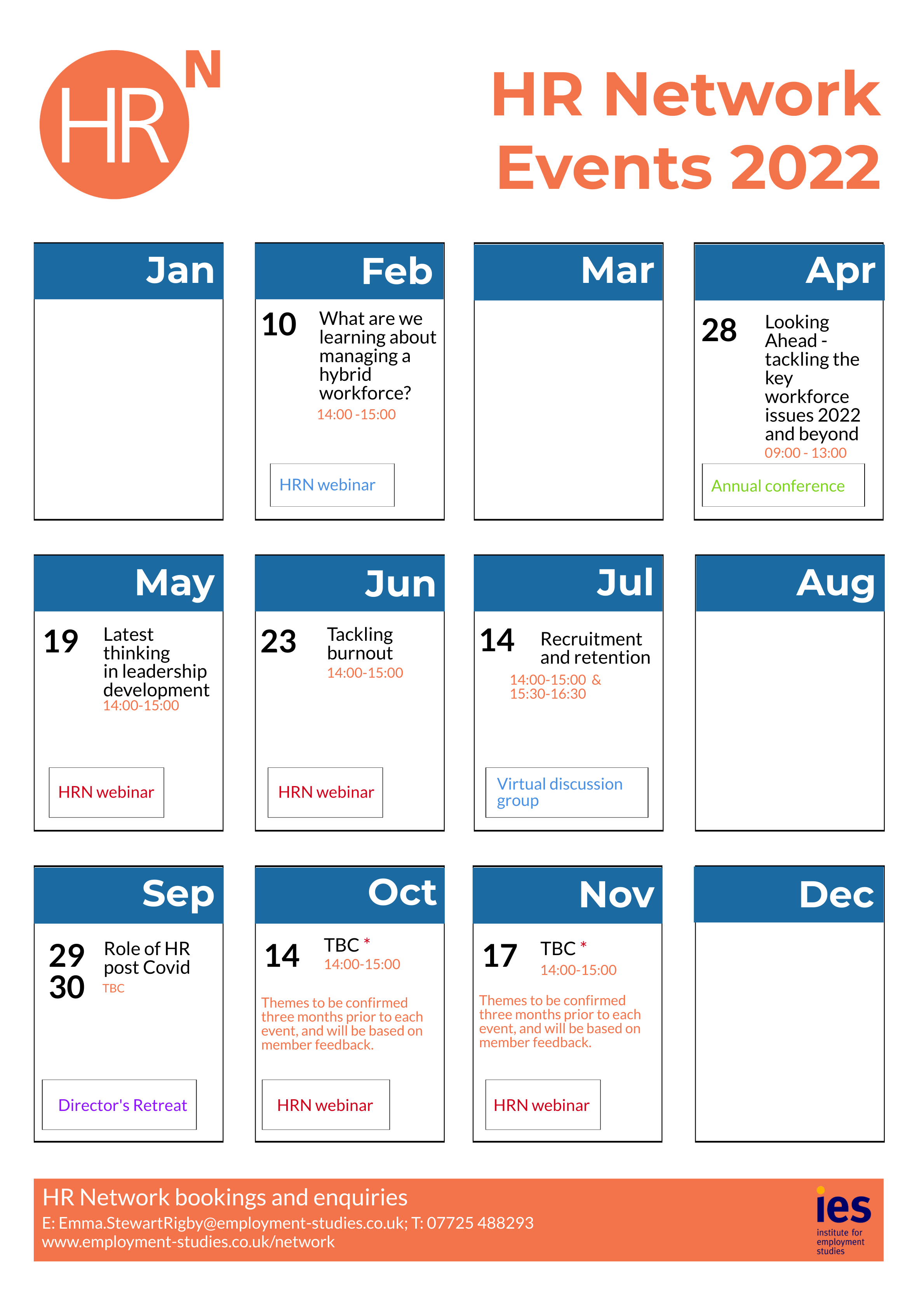 Printable Network calendar Institute for Employment Studies (IES)